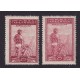 ARGENTINA 1935 GJ 756 ESTAMPILLAS NUEVAS MINT PAPELES TELA 1 CARMIN OSCURO 1 CARMIN ROSADO U$ 22,75